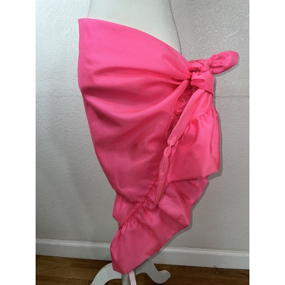 Vintage Chiffon Wrap Skirt Neon Pink One Size Fits All Ruffled Edges Material 1A